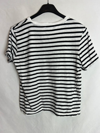 ZARA. Camiseta azul y blanca rayas T.s