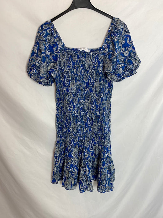 MANGO. Vestido estampado mangas farol. T.S