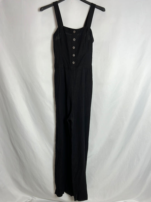 ZARA. Long black linen-effect jumpsuit. Size XS