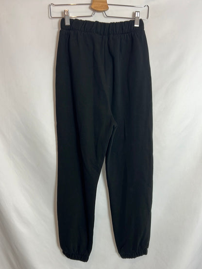 ZARA. Pantalón negro felpa cintura fruncida. T S