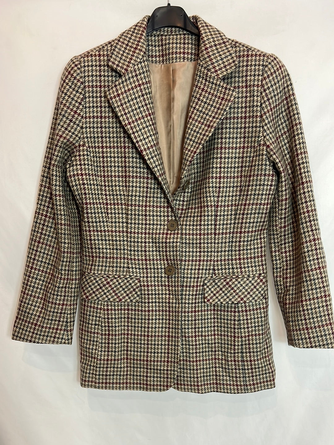 LÁRGUEL. Vintage checked wool blazer. Size 42