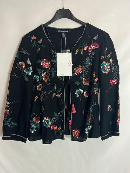 ZARA. Chaqueta negra pedrería. T S