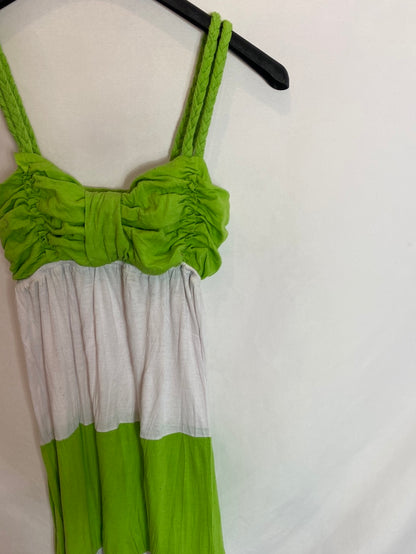 OTHERS. White midi dress with green straps. TS