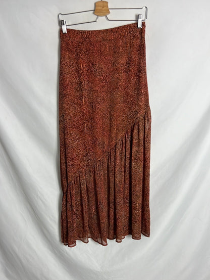 GRACE&MILA. Falda larga estampada hilos dorados. T S