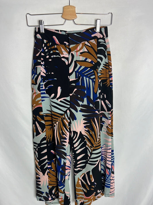 MANGO. Pantalón fluido estampado. T.34