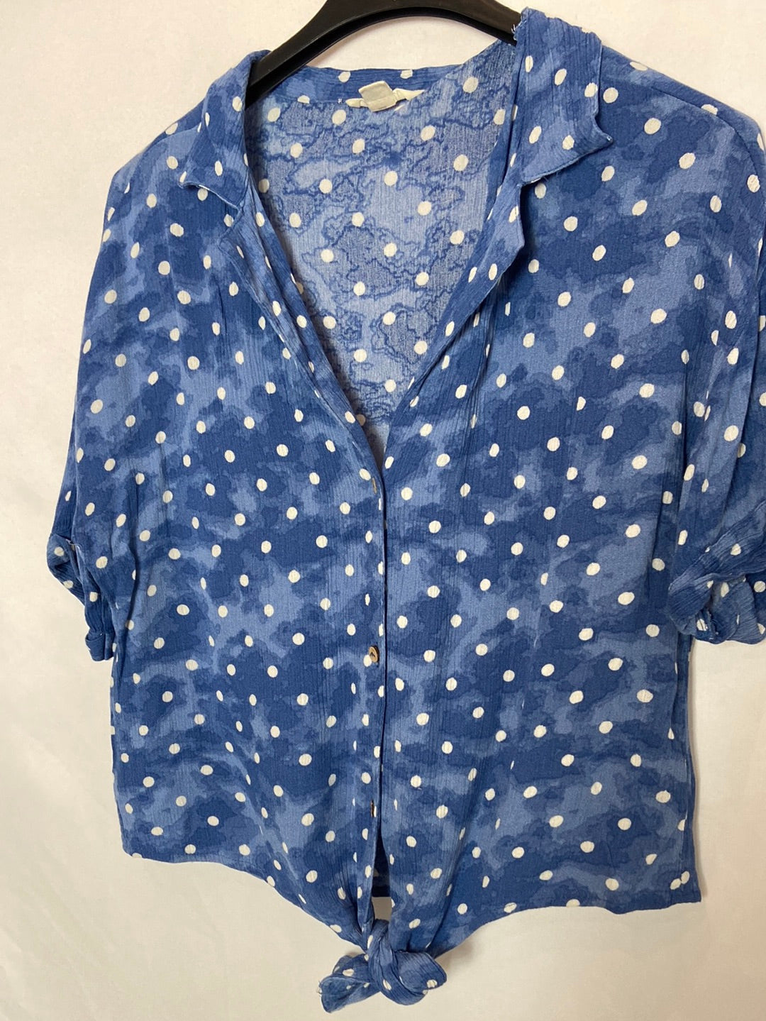 SPRINGFIELD. Blue polka dot shirt, size 36
