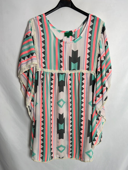 HHG. Flowy poncho-style top in colors. Size XL