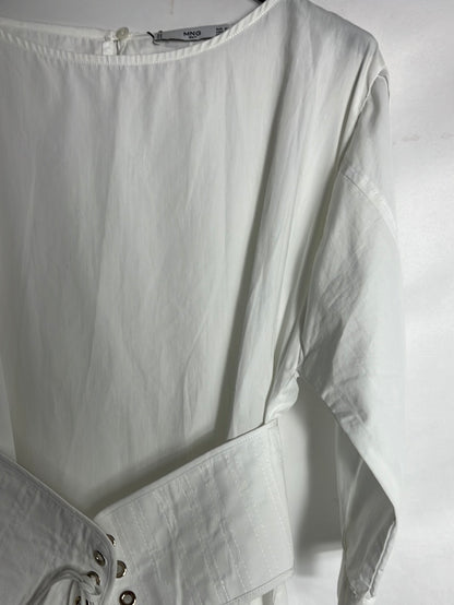 MANGO. White corset blouse Ts