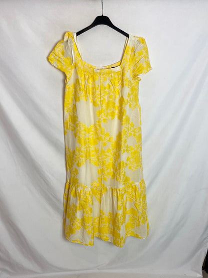 ZARA. Vestido midi efecto bordado T.m/l