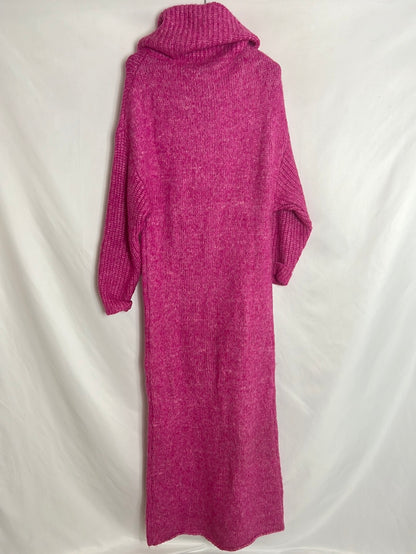 ZARA. Vestido largo punto rosa jaspeado. T S