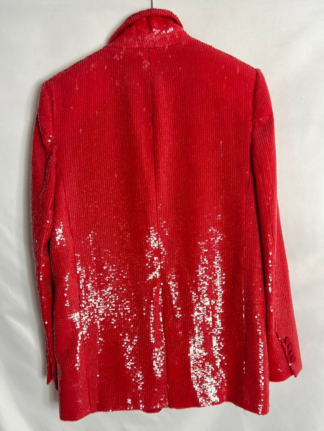 ZARA. Total look blazer y pantalón rojo lentejuelas. T S