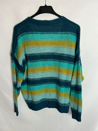 OTRAS. Cárdigan verde rayas. T.u (S)