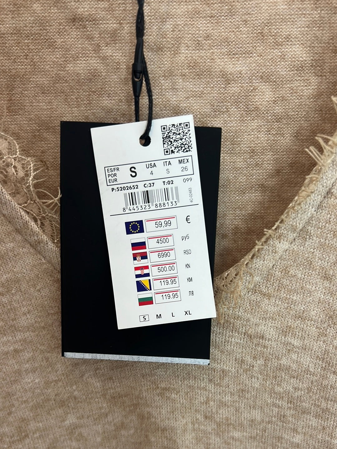 CORTEFIEL. Mottled beige midi knit dress. TS