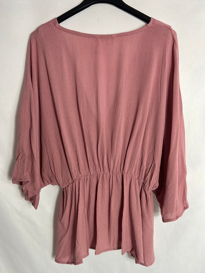 SLOWLOVE. Blusa rosa fluida escote. T S