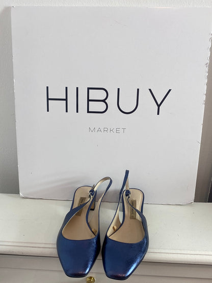 ZARA. Metallic blue open-heeled heel. Size 37