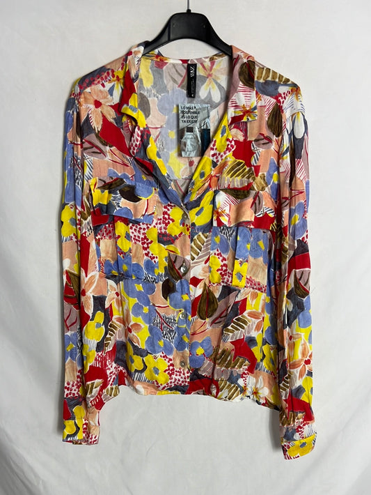 ZARA. Blusa estampada colores. T L