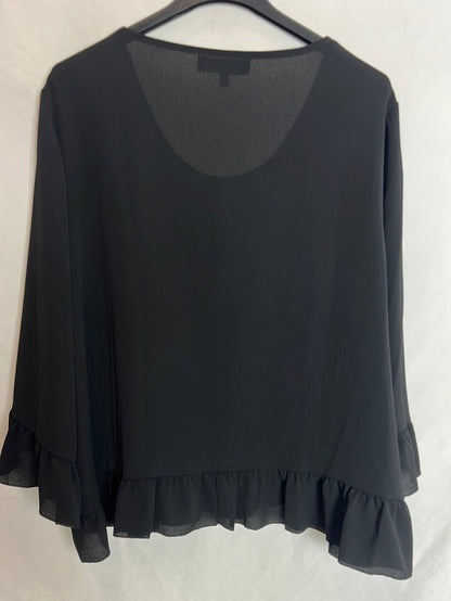 FESTA. Blusa negra volante T 52 (XXL)