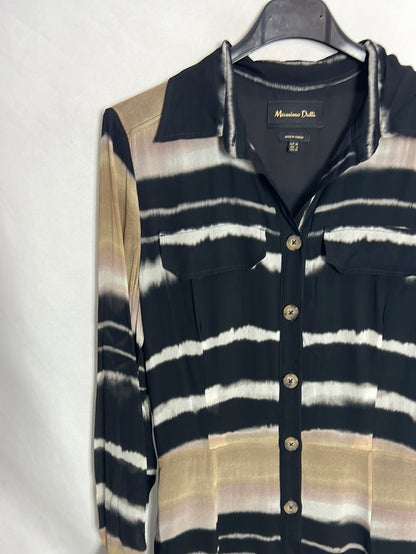 MASSIMO DUTTI. Long tie-dye shirt dress. Size 36