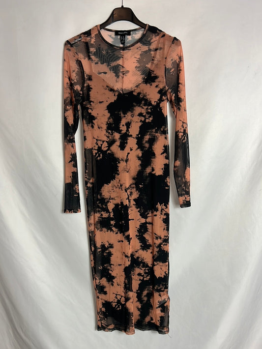 NEW LOOK. Vestido midi tul elástico tie dye. T S