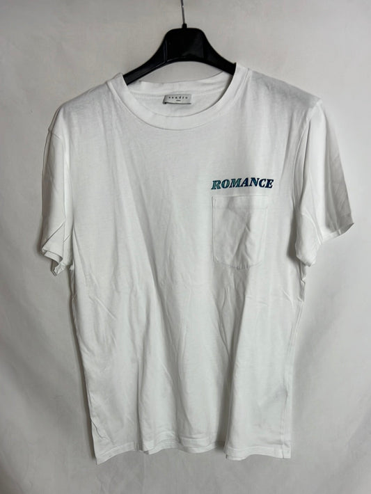 SANDRO. Camiseta blanca bolsillo. T L