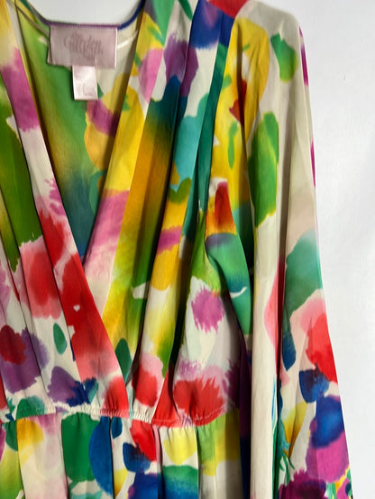 H&M. Vestido corto multicolor detalle manga. T 38