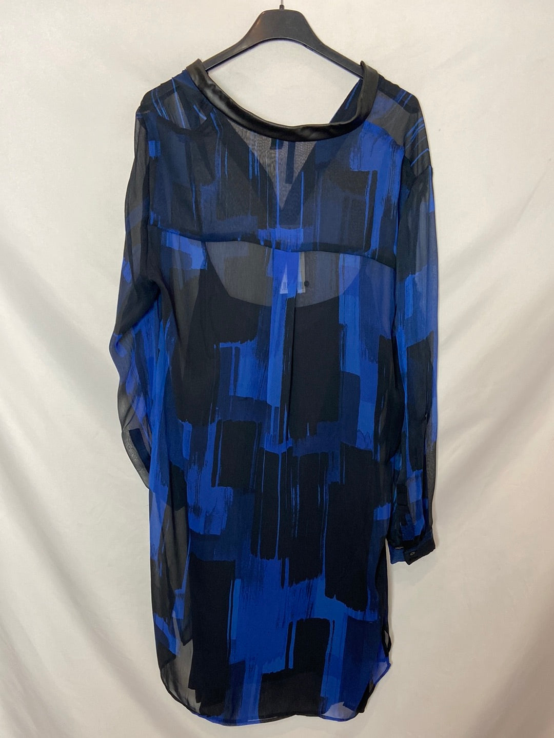 MANGO. Blue and black printed dress, size XL