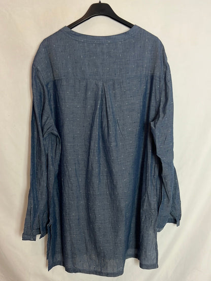 VOLIETA BY MANGO. Blusa azul larga aperturas. T XL