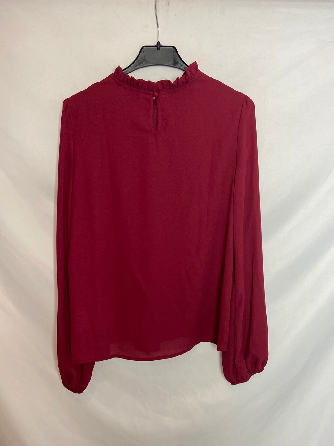 SHEIN. Burgundy Perkins Collar Blouse (M)