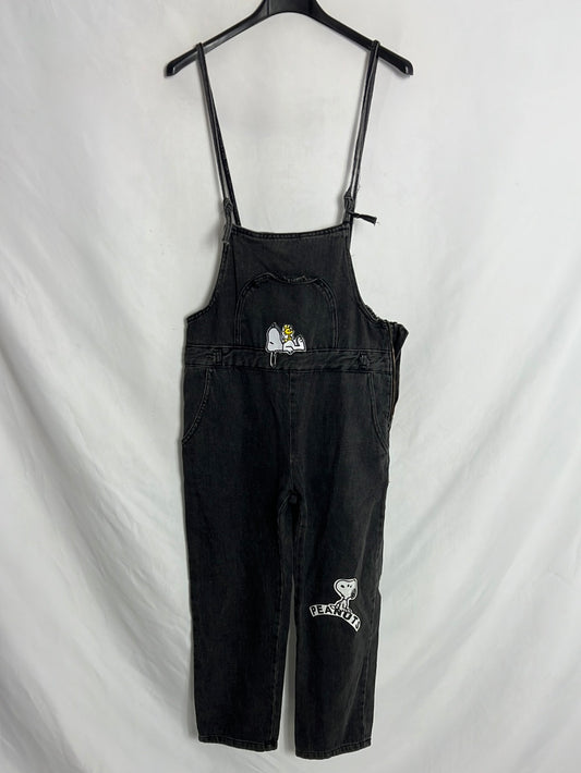 ZARA. Peto denim negro snoopy. T 11-12 años  (XS)
