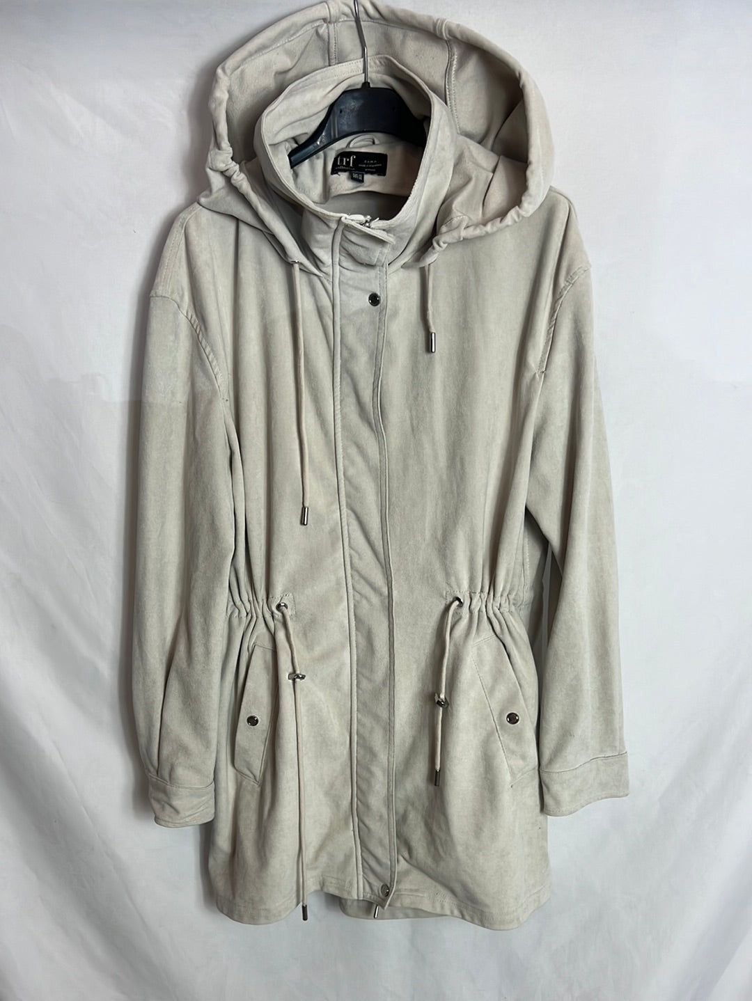 ZARA. Chaqueta antelina beige T.xs