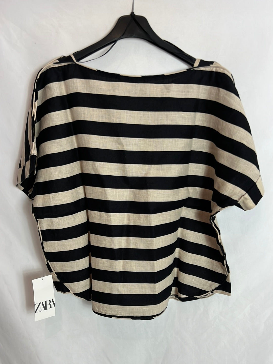 ZARA. Top lino rayas. T XL
