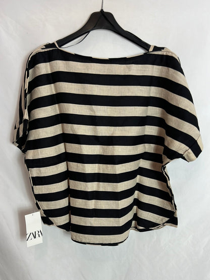 ZARA. Top lino rayas. T XL