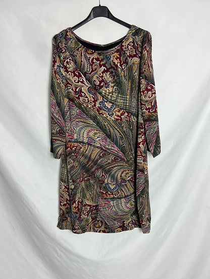 FIL BLAU. Printed satin short dress. Size 40