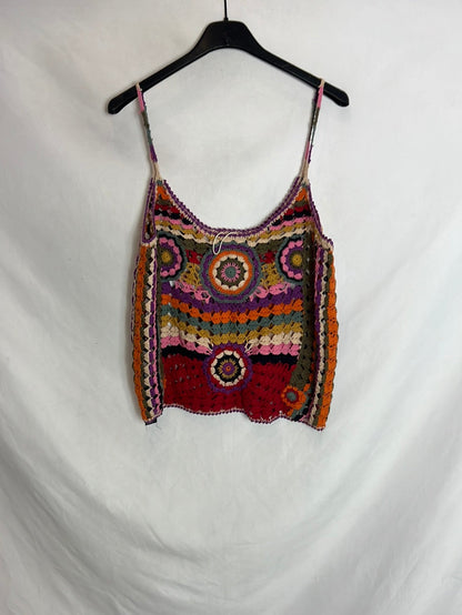 ZARA. Top crochet colores. T M