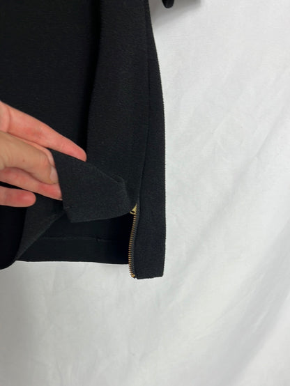 TINTORETTO. Short black dress with zippers. Size 36