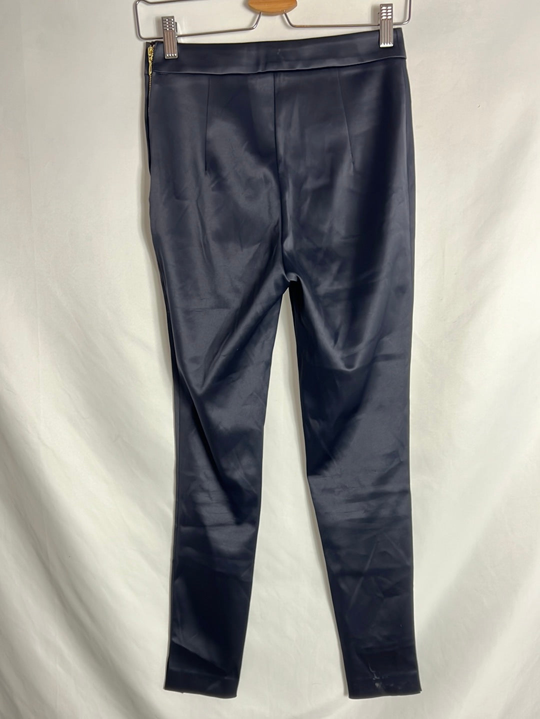 H&amp;M. Blue satin skinny pants S 34
