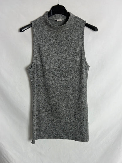 H&M. Camiseta sin mangas jaspeada azul. T 36