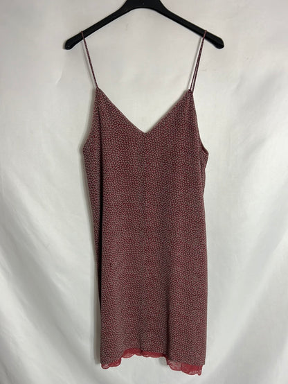 MANGO. Vestido corto  teja estampado flores. T XS