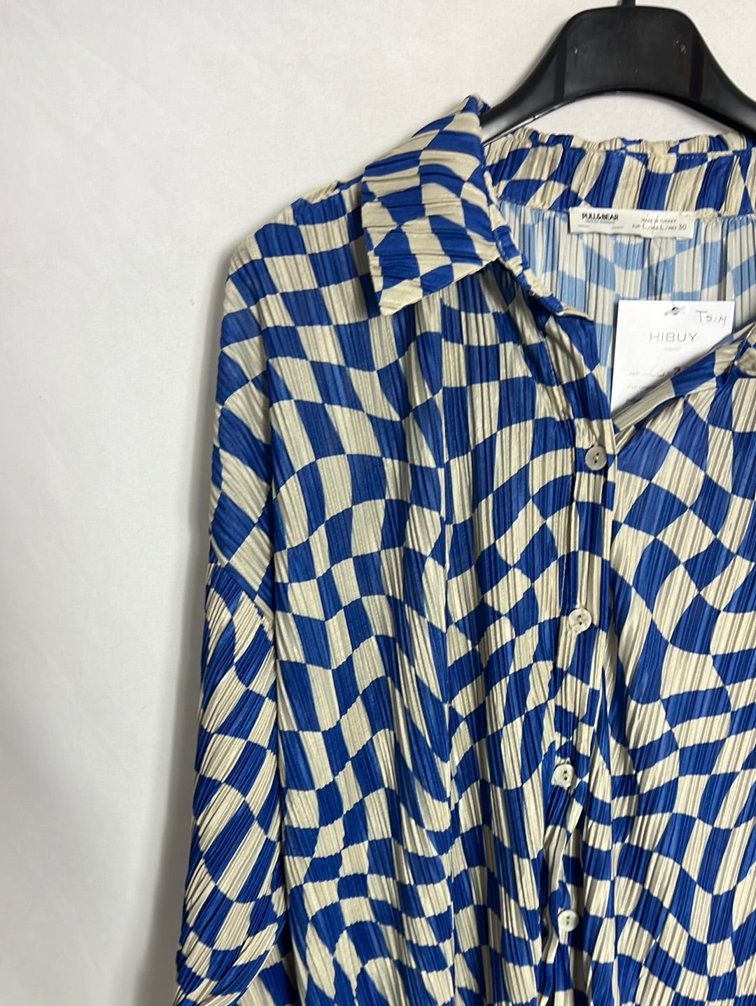 PULL&BEAR. Blusa azul y gris textura. T L