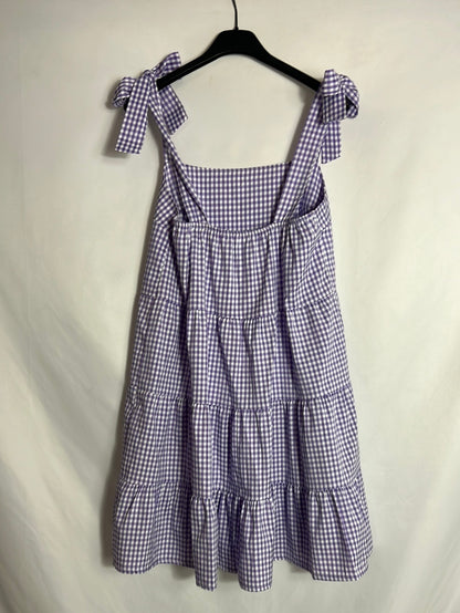 AMELA. Vestido cuadros vichy volantes. T S