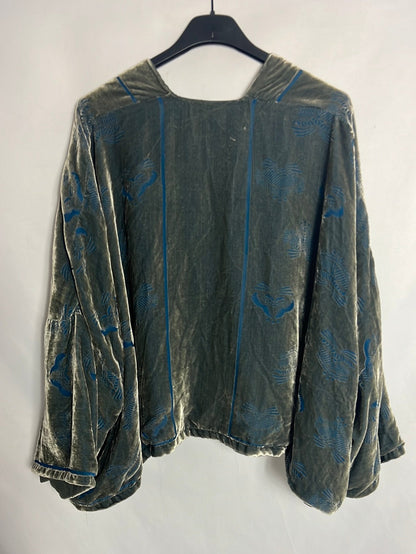 ZARA. Kimono corto bicolor terciopelo. T M