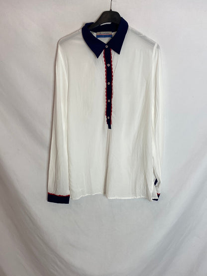 EL GANSO. Blusa blanca polera T.l