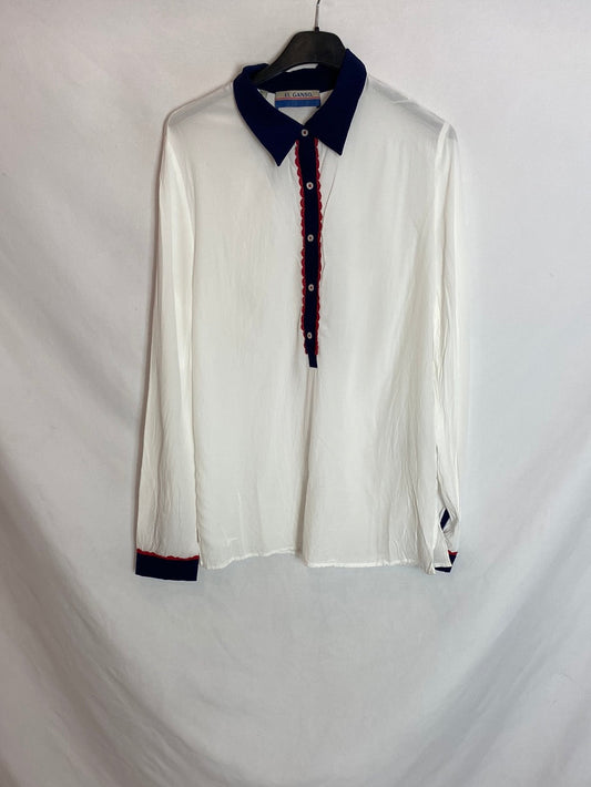 EL GANSO. Blusa blanca polera T.l