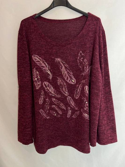 OTRAS. Camiseta burdeos punto plumas TU(m/l)