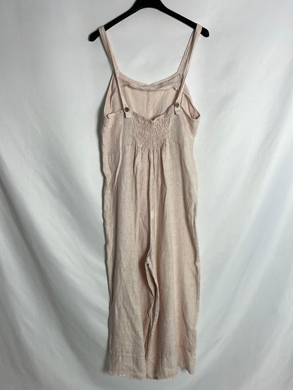 OTRAS. Mono midi rosa efecto lino. T M