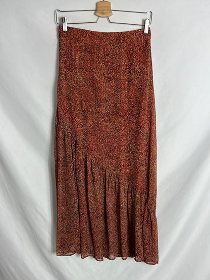 GRACE&MILA. Falda larga estampada hilos dorados. T S