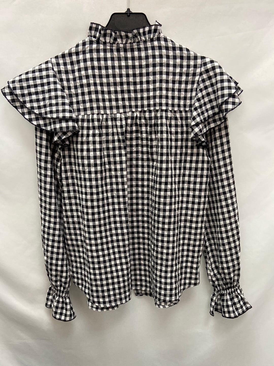 KILIBBI.Blusa cuadros volantes T.S/M