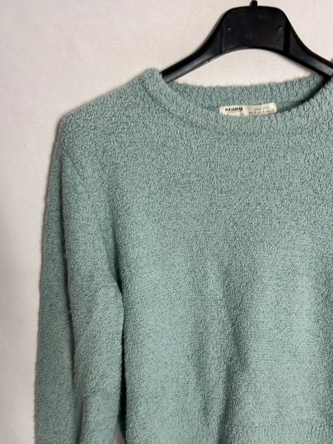 PULL&BEAR. Jersey corto textura azul claro. T S