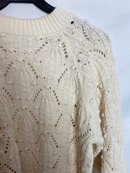 H&M. Jersey oversize de punto beige T.S