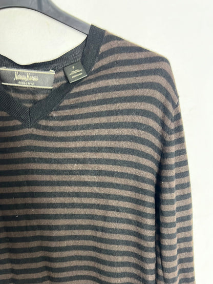 NEIMAN MARCUS. Brown and black striped sweater. TS